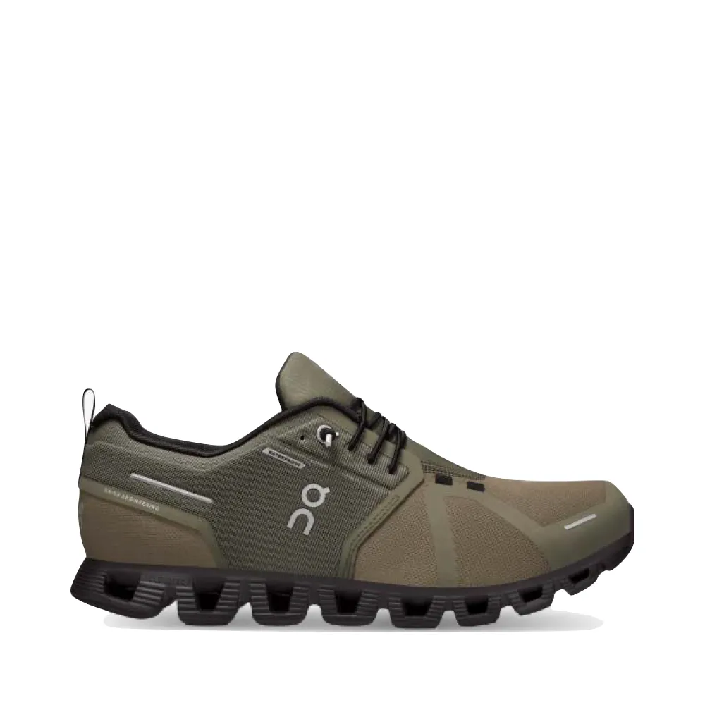 On Men's Cloud 5 Waterproof Sneaker in Olive/Black