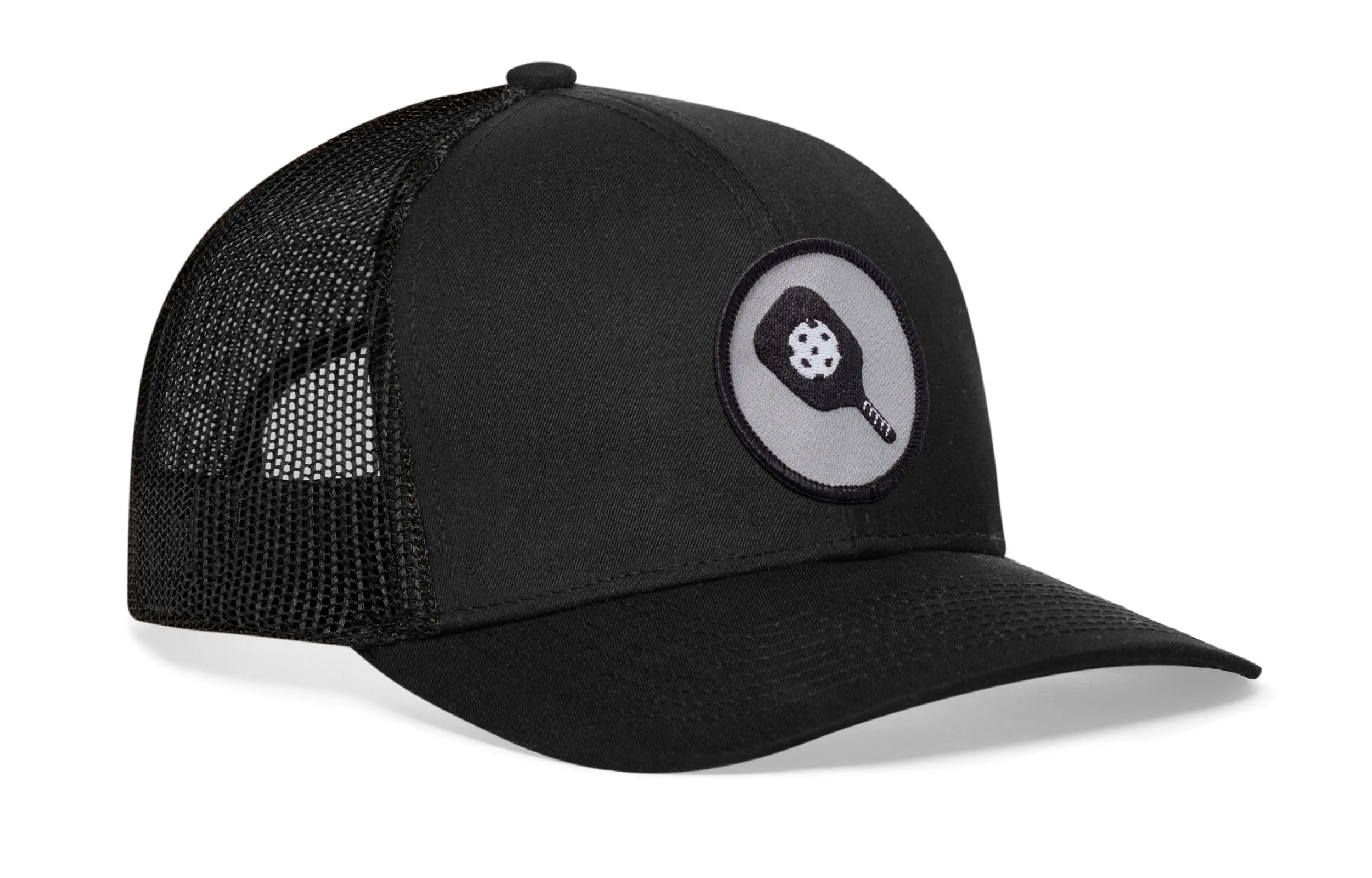 Pickleball Trucker Hat  |  Black Paddleball Snapback