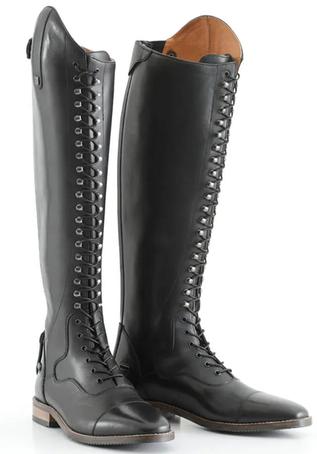 Premier Equine Maurizia Ladies Lace Front Tall Leather Riding Boots - Black