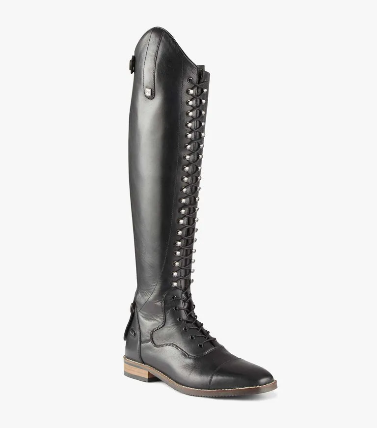 Premier Equine Maurizia Ladies Lace Front Tall Leather Riding Boots - Black