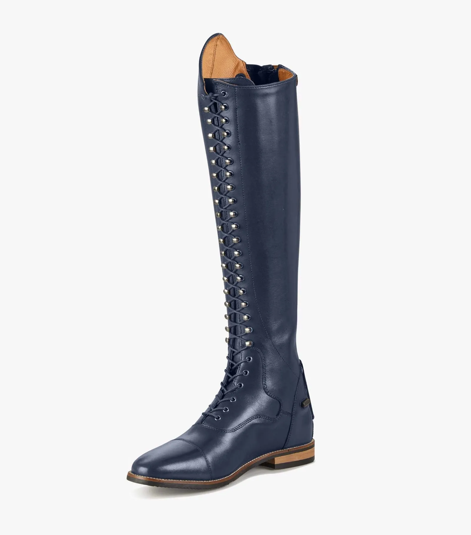 Premier Equine Maurizia Ladies Lace Front Tall Leather Riding Boots - Navy