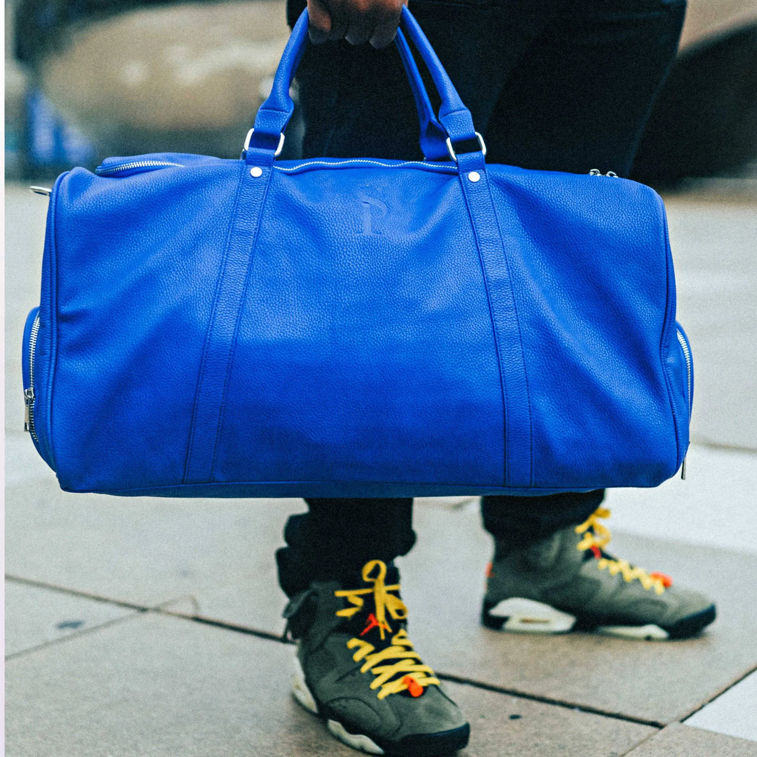 Royal Blue Leather Duffle Bag (Unbreakable Collab) 150 Made