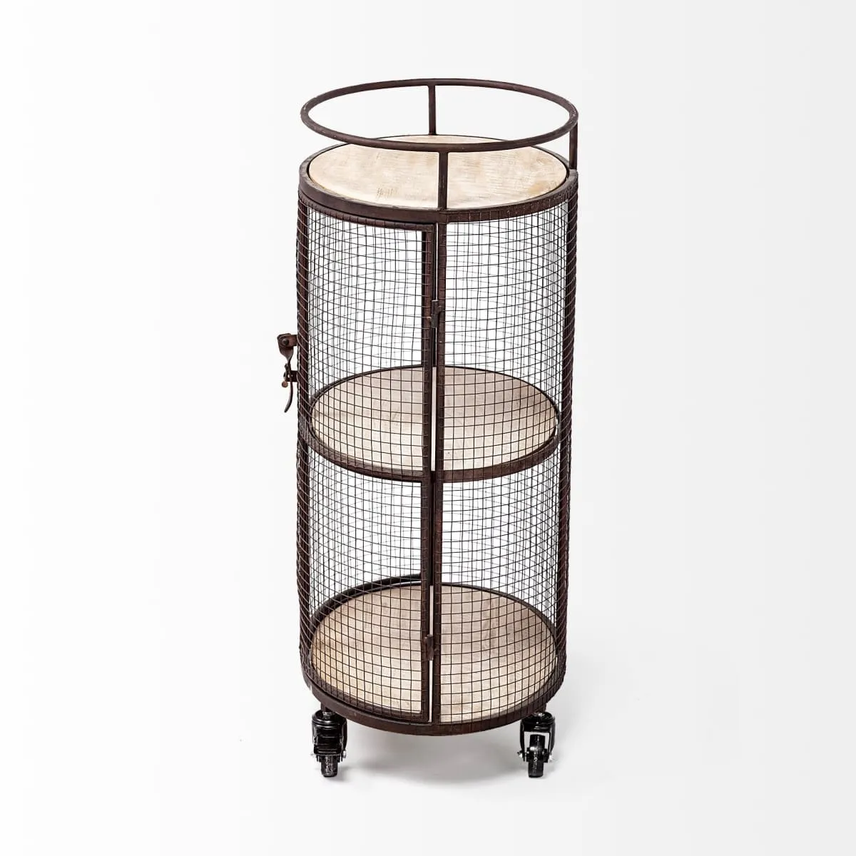 Saluti Bar Cart Brown Metal | Brown Wood