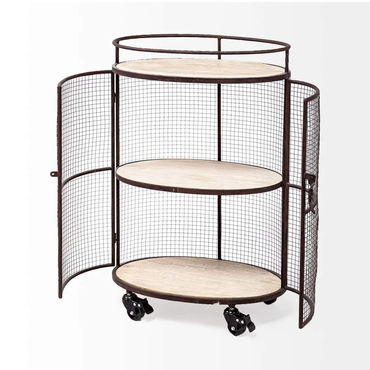 Saluti Bar Cart Brown Metal | Brown Wood