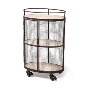 Saluti Bar Cart Brown Metal | Brown Wood