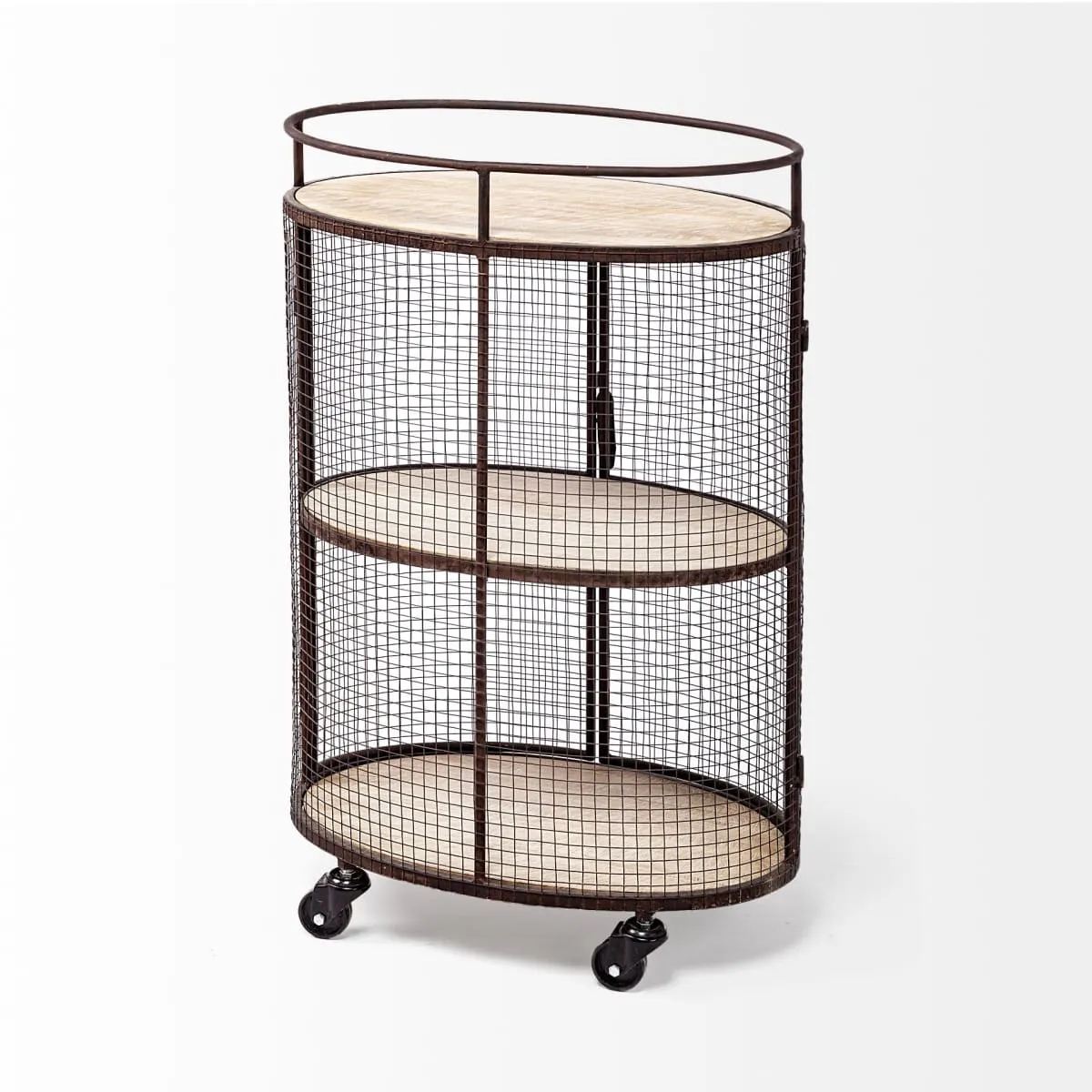 Saluti Bar Cart Brown Metal | Brown Wood