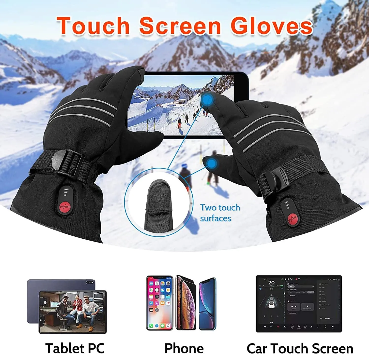 Sports Skiing Waterproof Intelligent Three Gear Touch Screen Electric Gloves