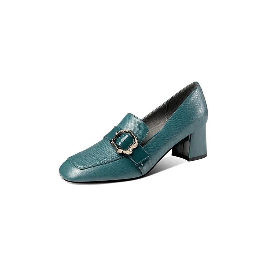 Vintage Square Toe Leather Heels of Elegance